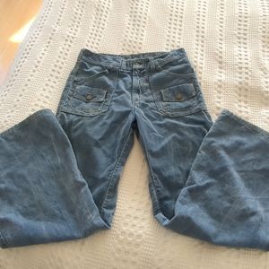 Vintage 70s Corduroy Bell Bottom Flared Pants Blue 29X29 Unbranded Mid Rise